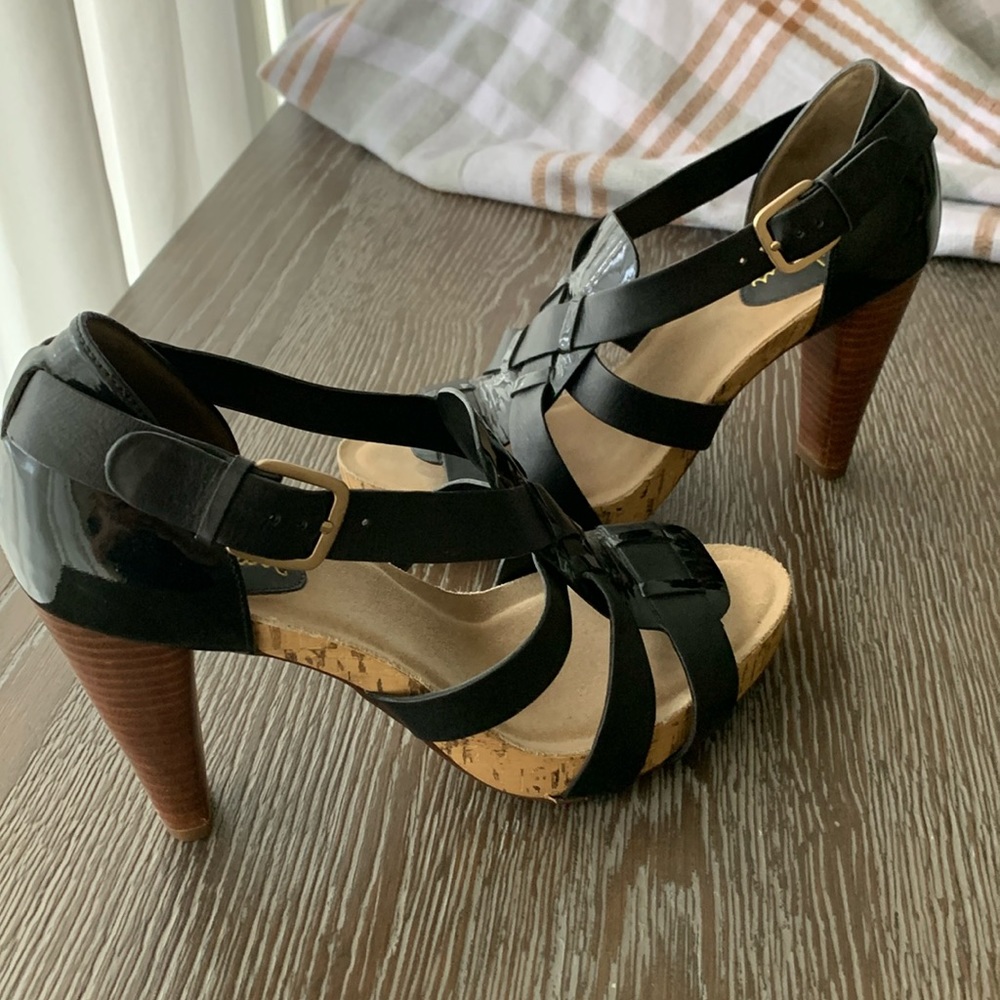 Cole Haan black straps heels